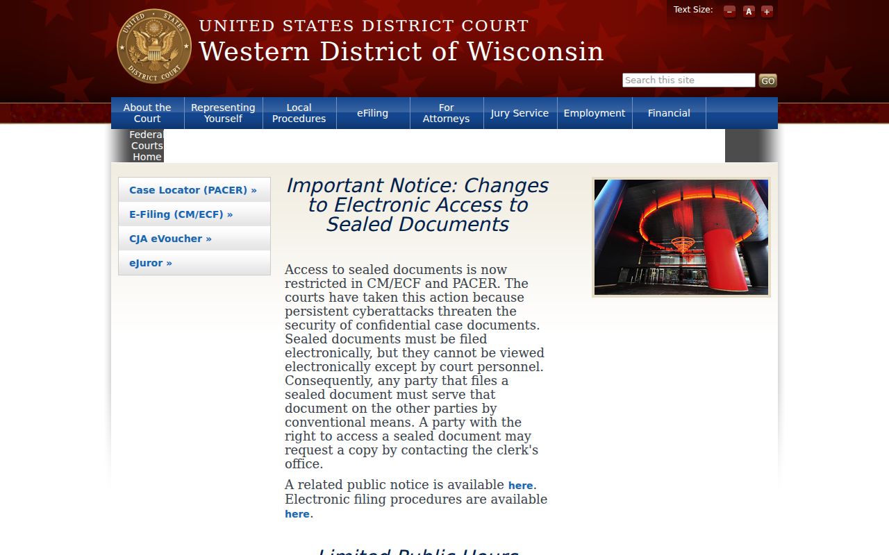 Federal criminal court cases covering Chippewa County