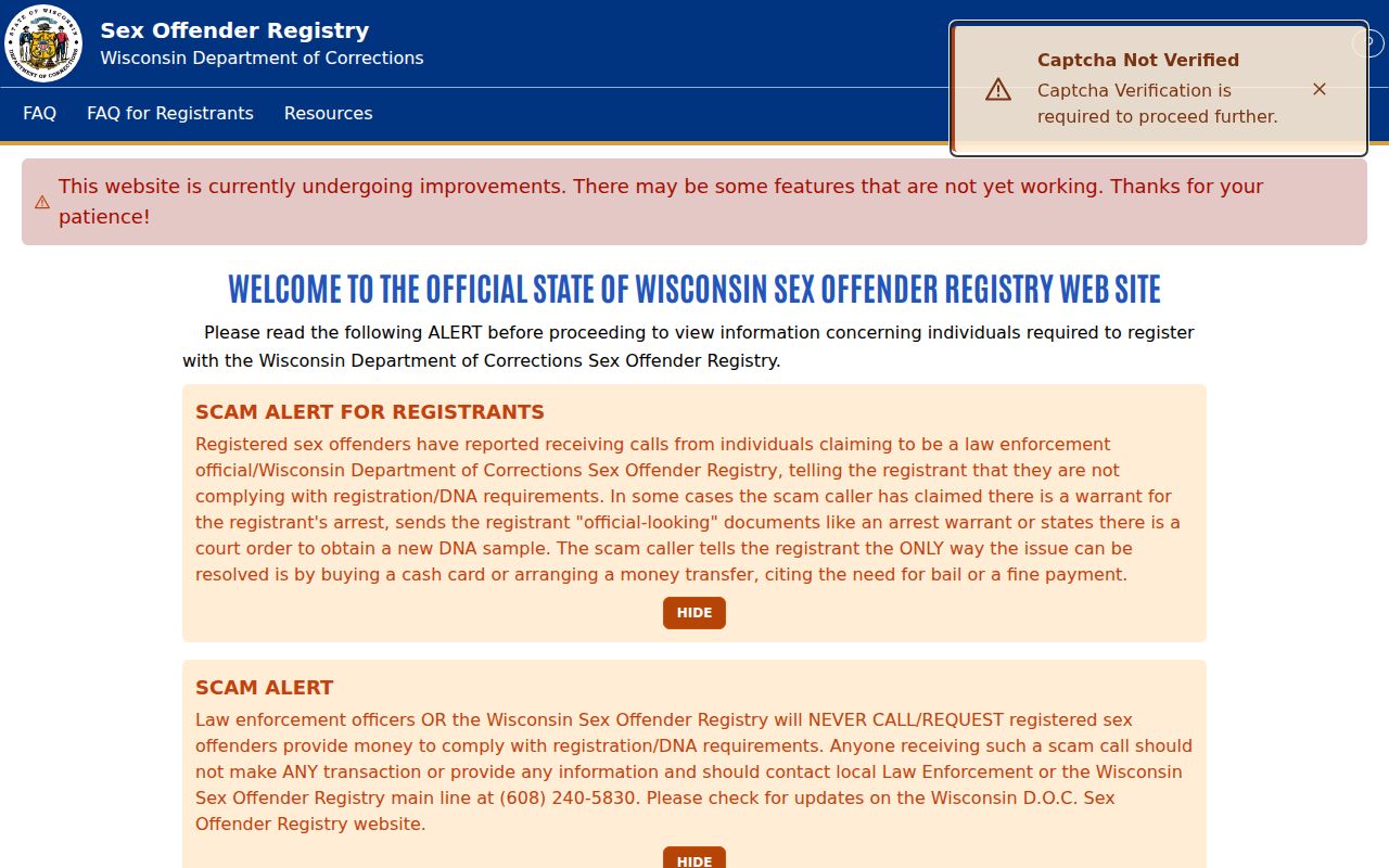 Chippewa County sex offender registry name search fields